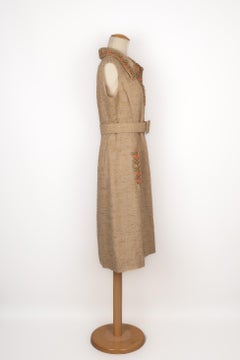 Pierre Balmain Beige Linen Canvas Dress