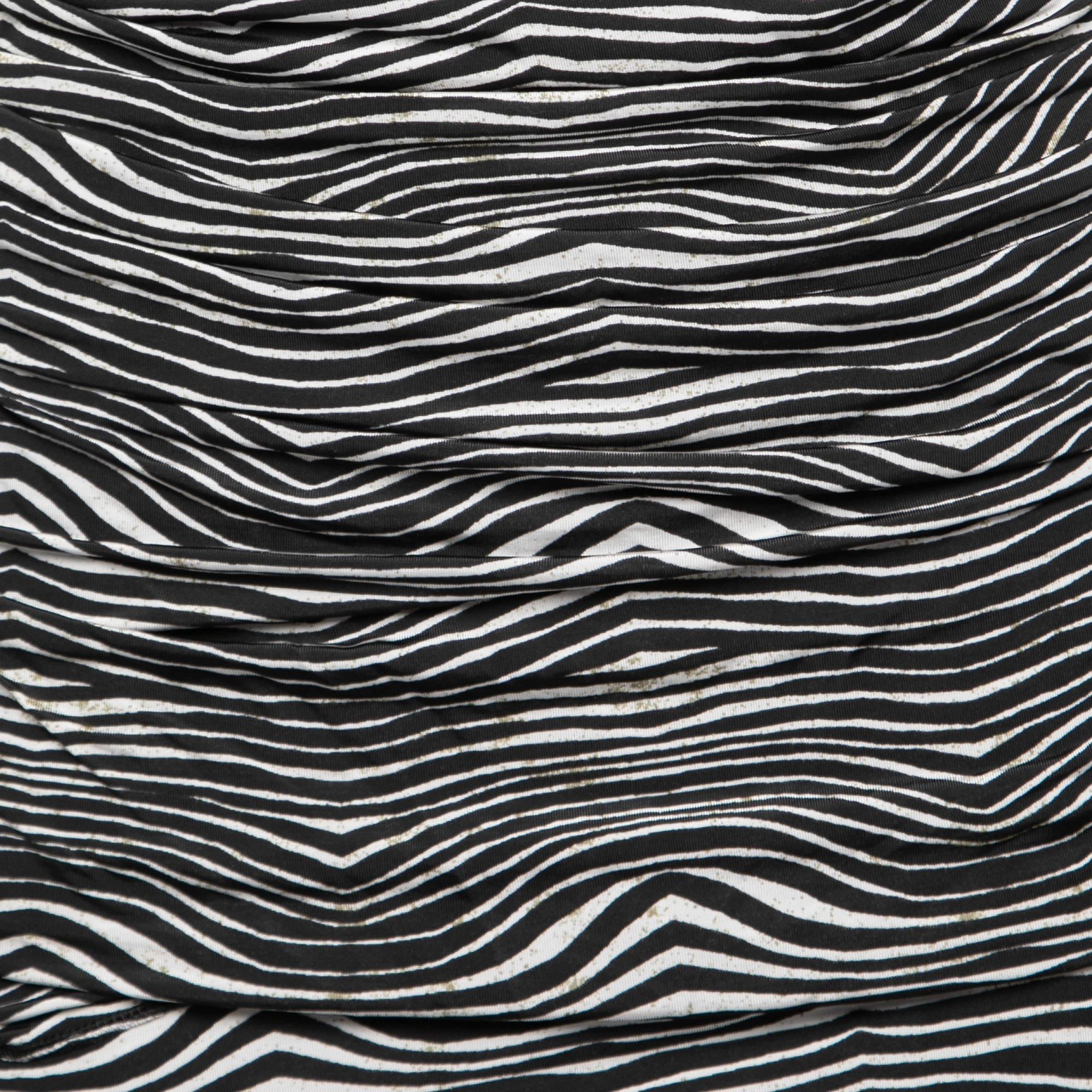 Nero Pierre Balmain Mini Abito in Jersey Drappeggiato con Stampa Zebra Stretch in bianco e nero I.L.A.
