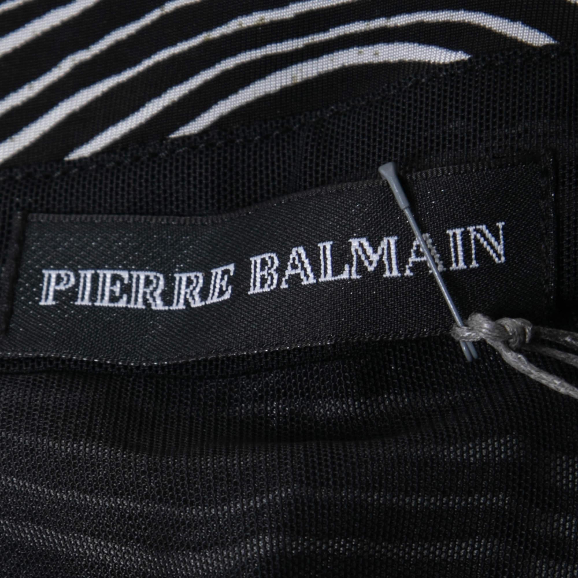 Pierre Balmain Mini Abito in Jersey Drappeggiato con Stampa Zebra Stretch in bianco e nero I.L.A. In condizioni buone a Dubai, Al Qouz 2