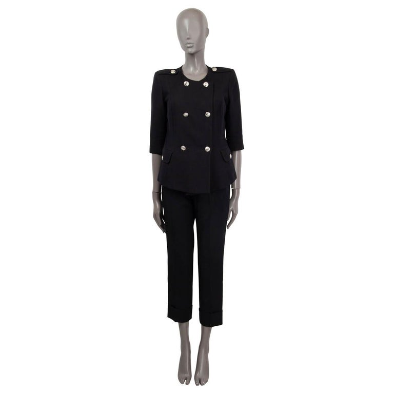 PIERRE BALMAIN black cotton DOUBLE BREASTED SHORT SLEEVE Blazer Jacket 38 S  For Sale at 1stDibs