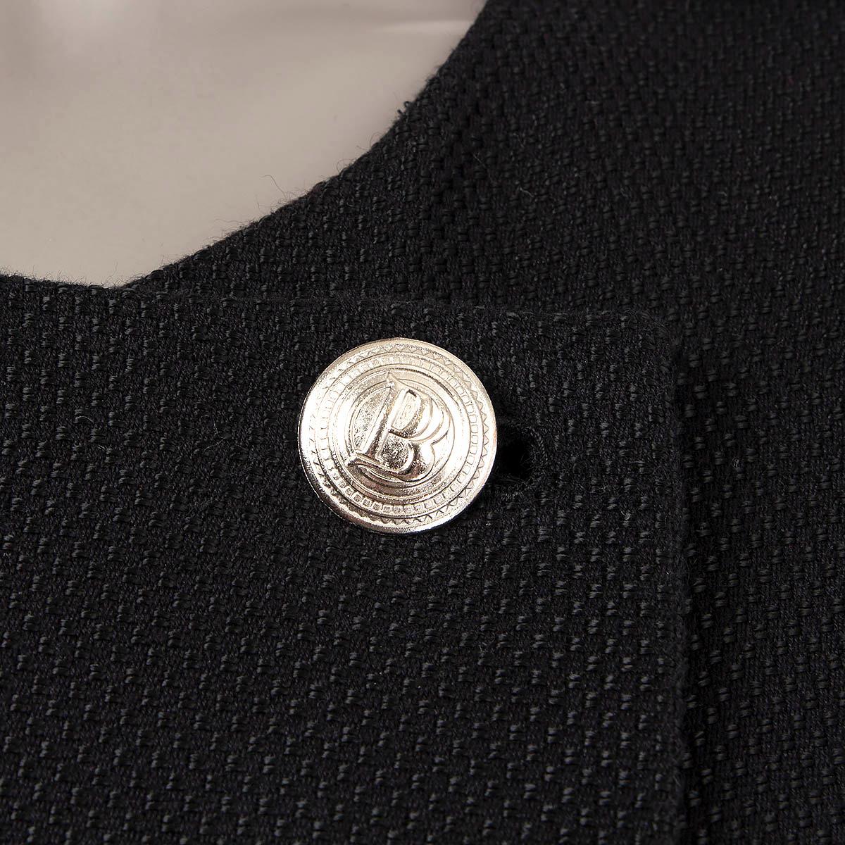 Black PIERRE BALMAIN black cotton DOUBLE BREASTED SHORT SLEEVE Blazer Jacket 38 S For Sale