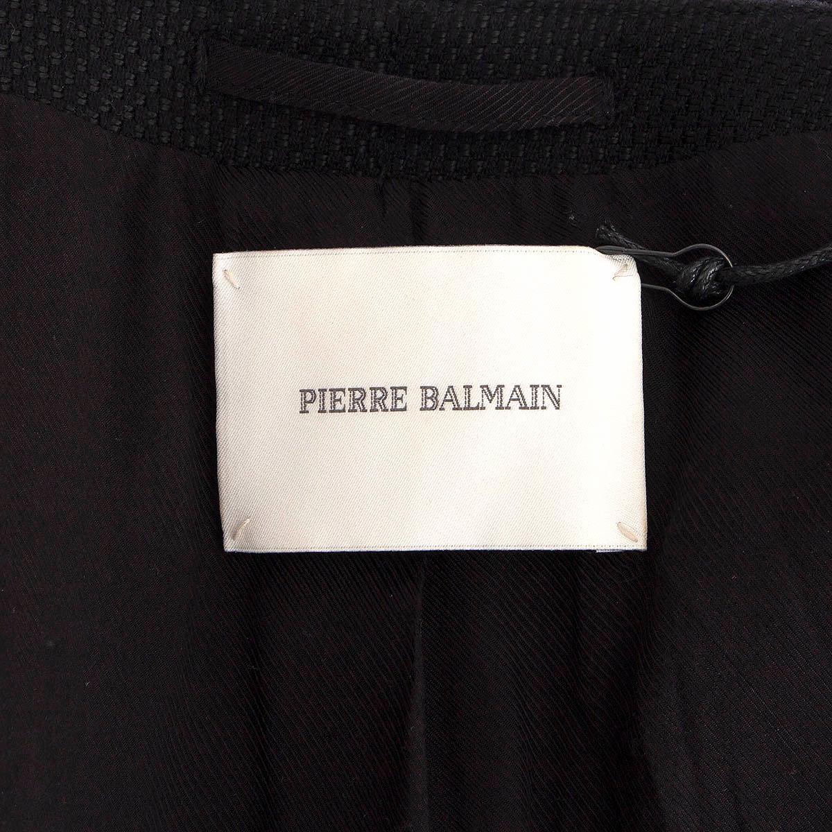 PIERRE BALMAIN black cotton DOUBLE BREASTED SHORT SLEEVE Blazer Jacket 38 S In New Condition For Sale In Zürich, CH