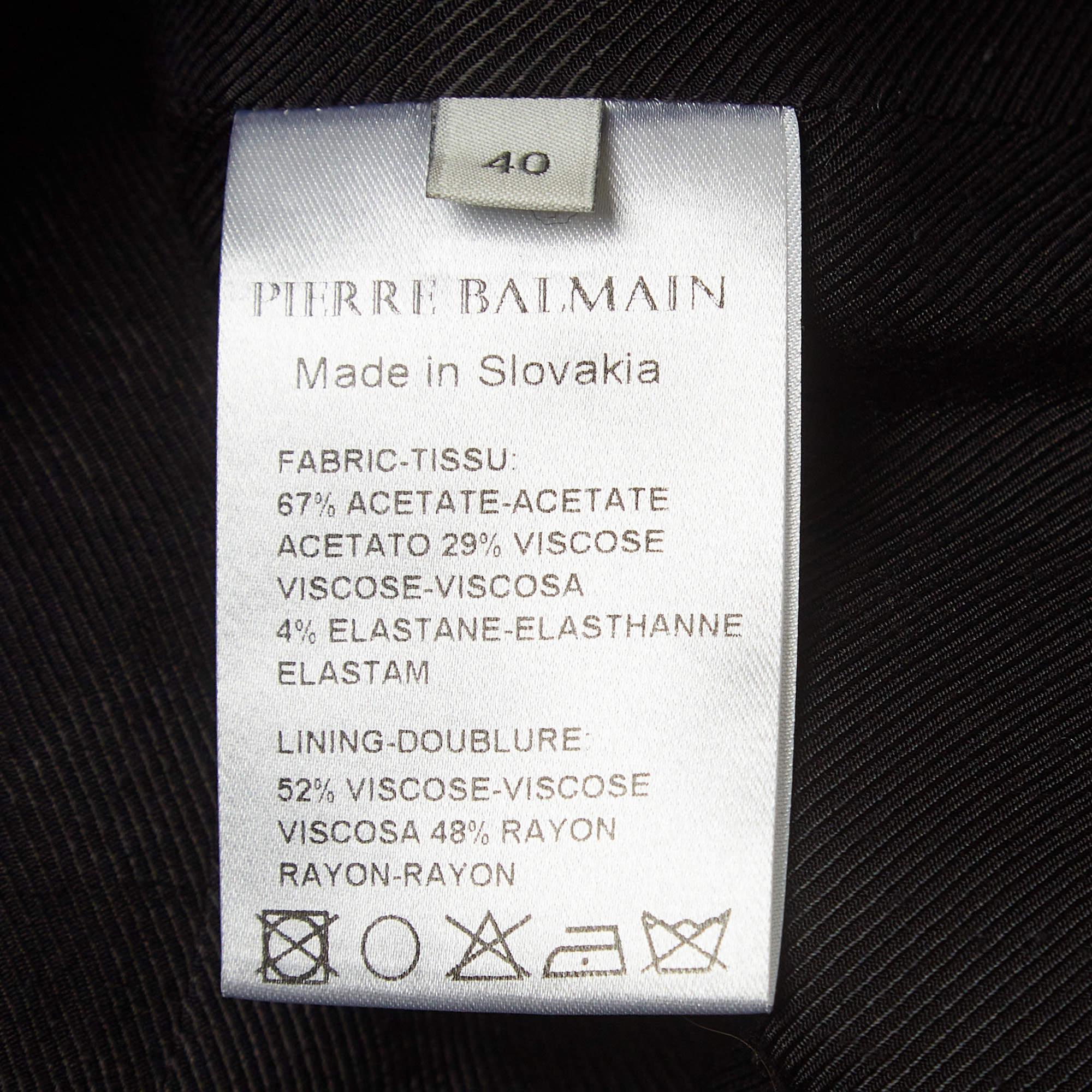 Women's Pierre Balmain Black Crepe Double Breasted Blazer S For Sale