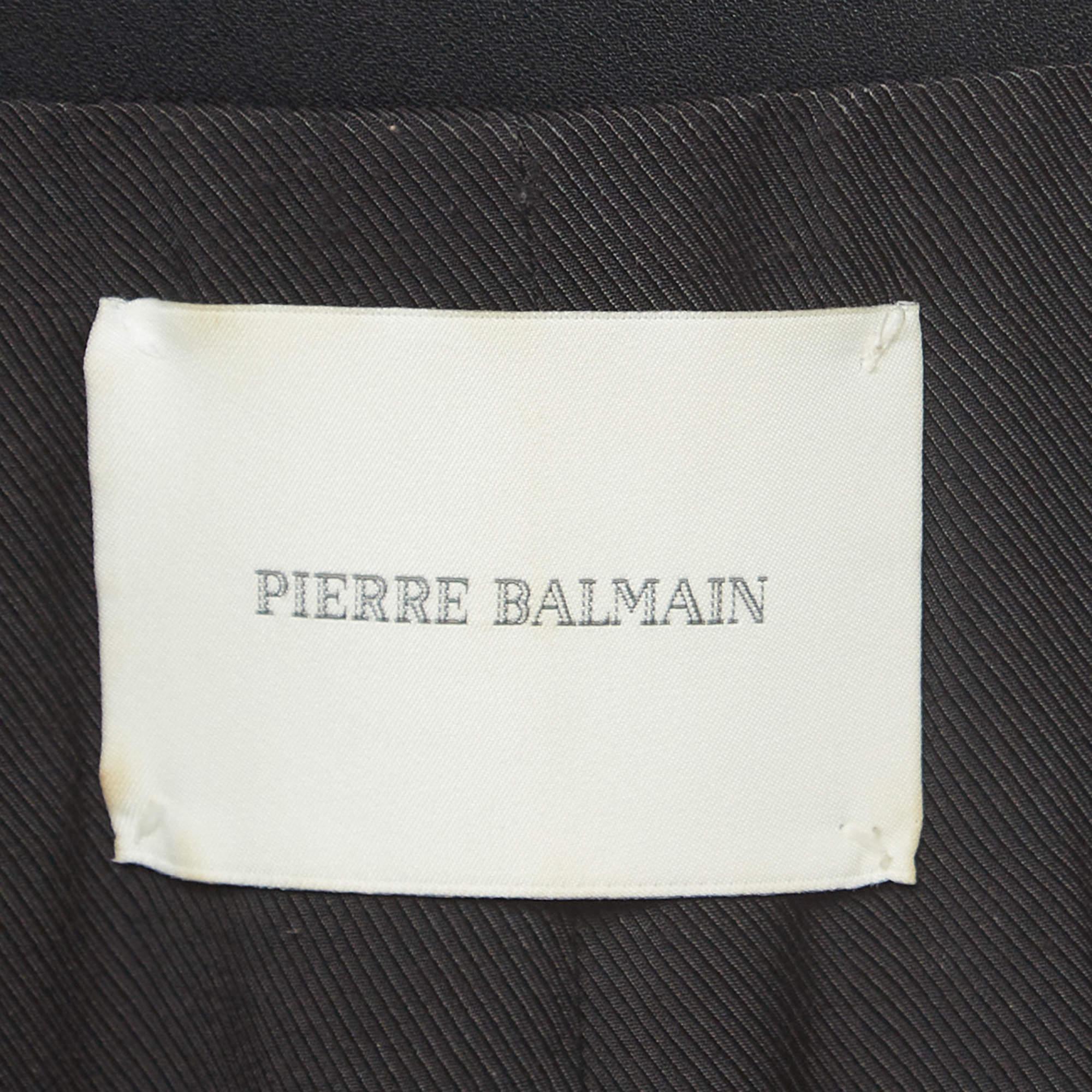 Pierre Balmain Black Crepe Double Breasted Blazer S For Sale 1