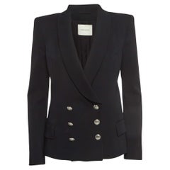 Pierre Balmain Black Crepe Double Breasted Blazer S