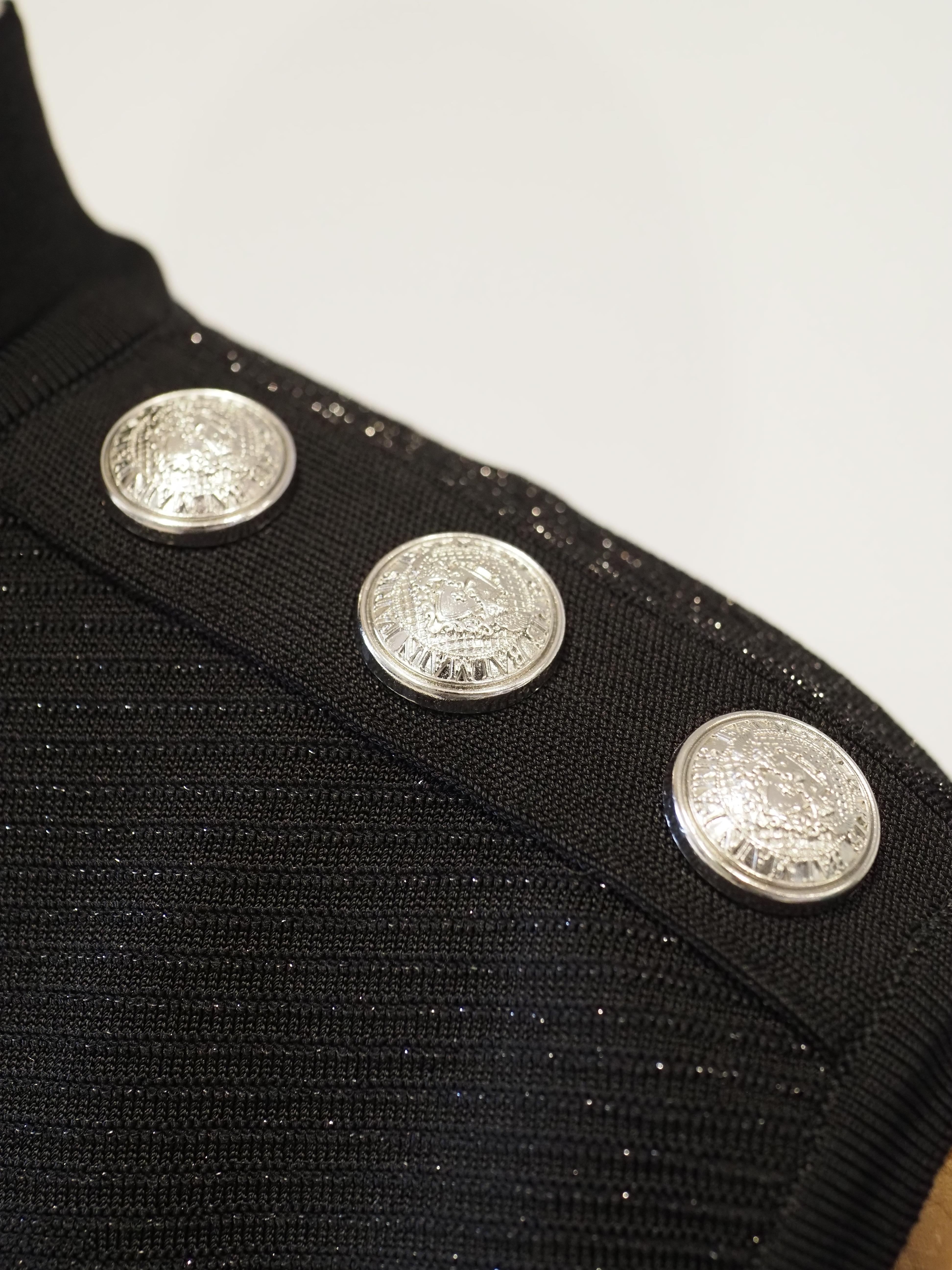 Women's Pierre Balmain black glitter silver hardware dress