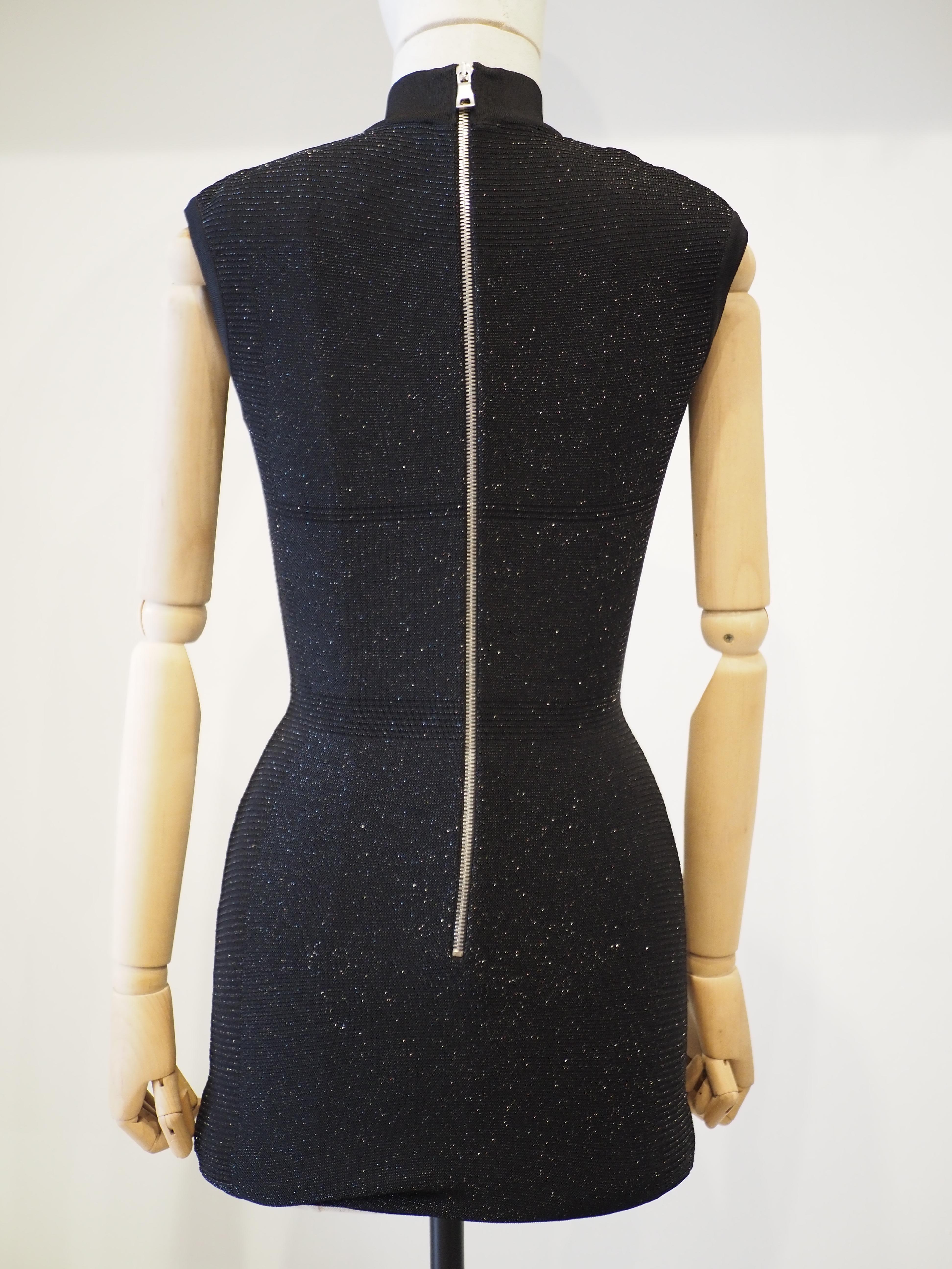Pierre Balmain black glitter silver hardware dress 3