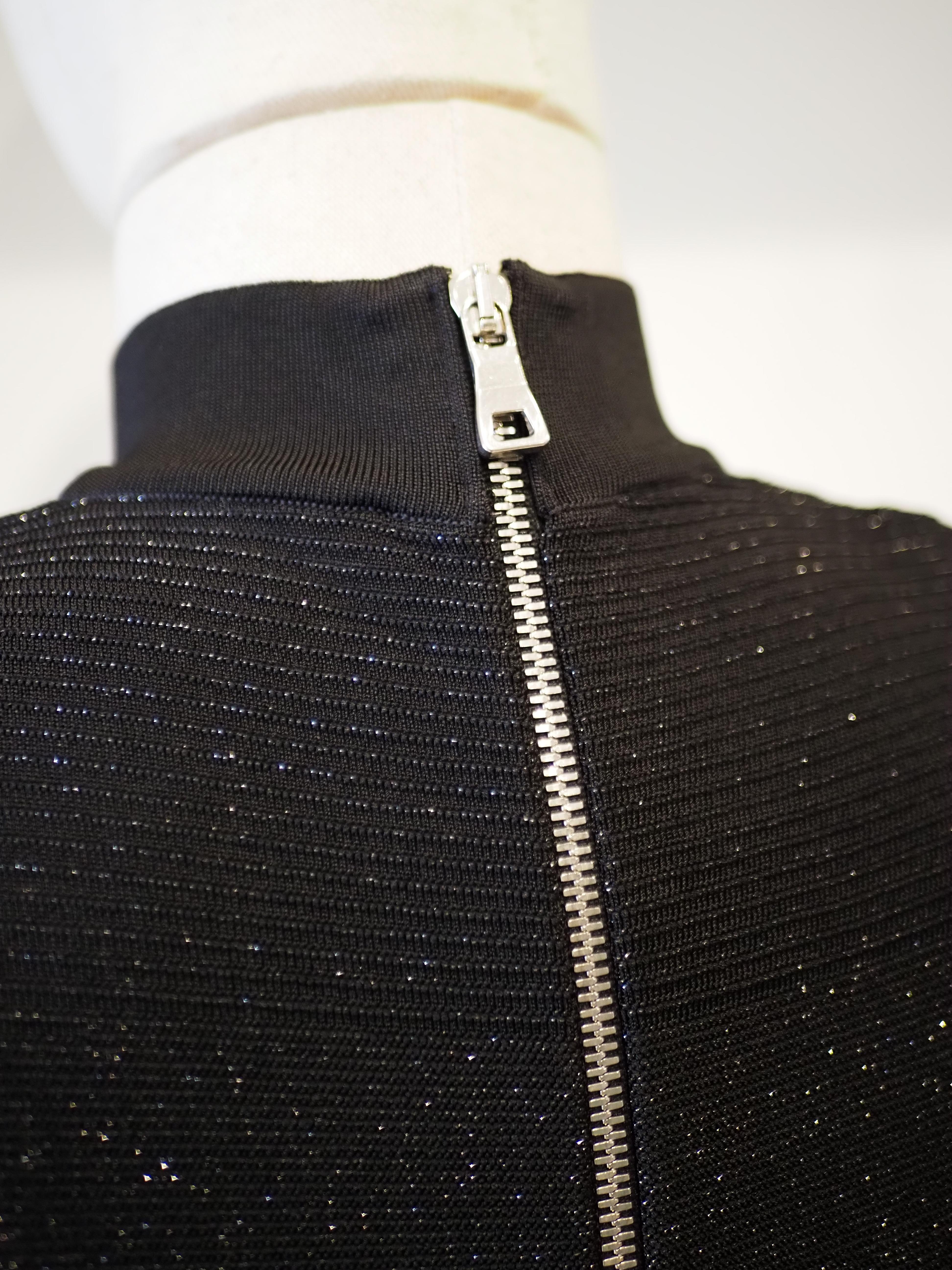 Pierre Balmain black glitter silver hardware dress 4
