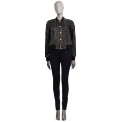 PIERRE BALMAIN black LACE UP LEATHER BOMBER Jacket 42 L