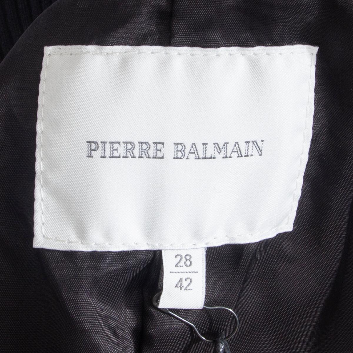 Black PIERRE BALMAIN black LACE UP LEATHER BOMBER Jacket 42 L For Sale