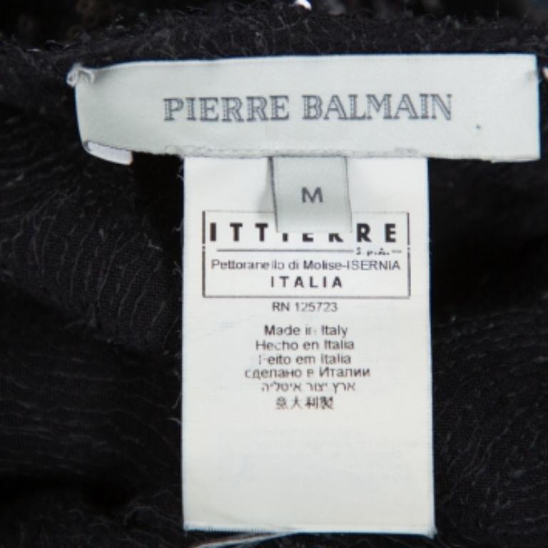 Nero Pierre Balmain Top nero in maglia oversize impreziosito da paillettes M. I. in vendita