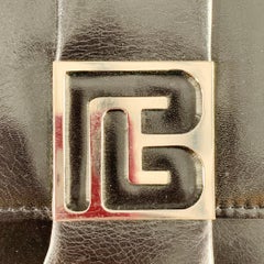 PIERRE BALMAIN Schwarz Silber Leder Umhängetasche Handtasche