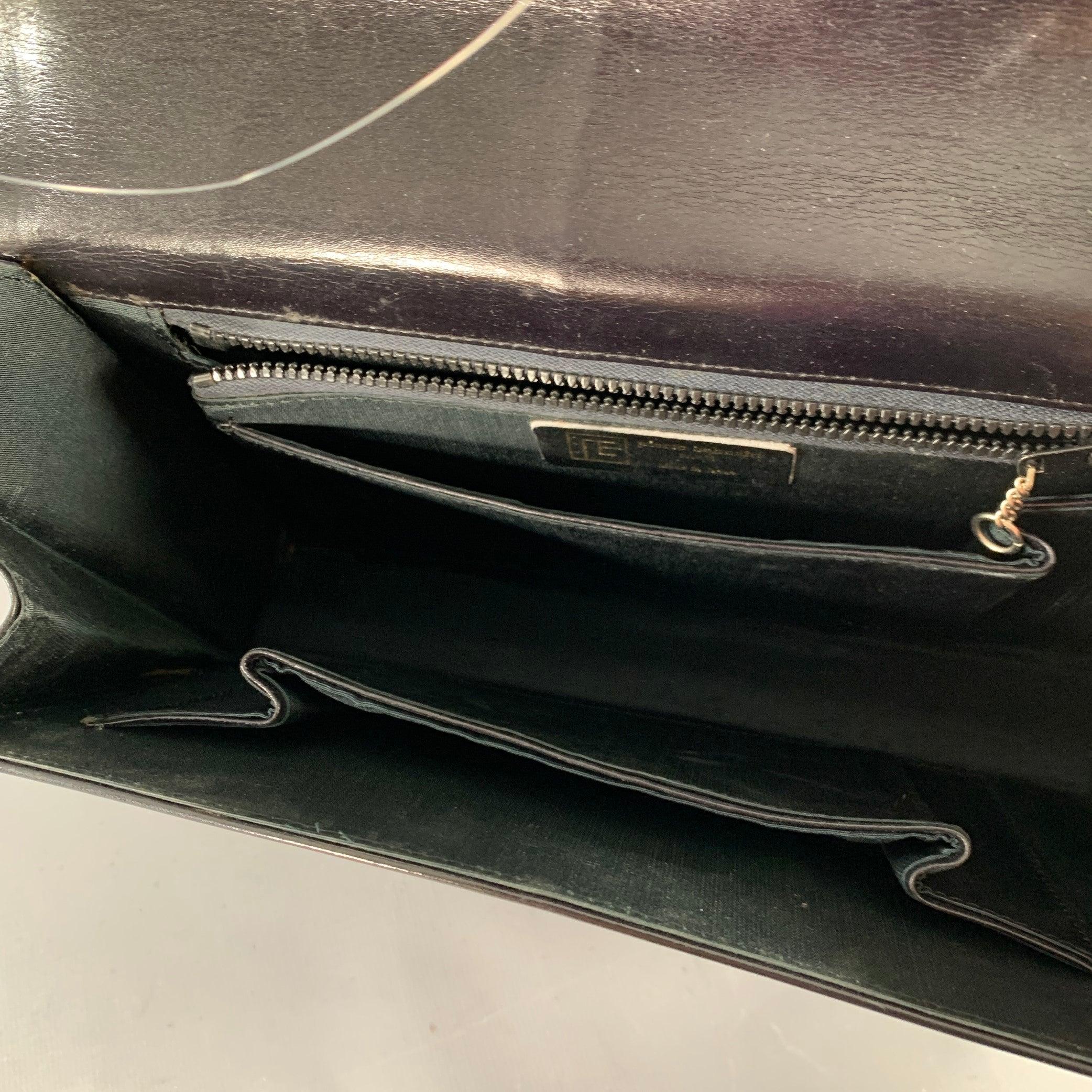 PIERRE BALMAIN Bolso bandolera de cuero negro plateado en venta 3