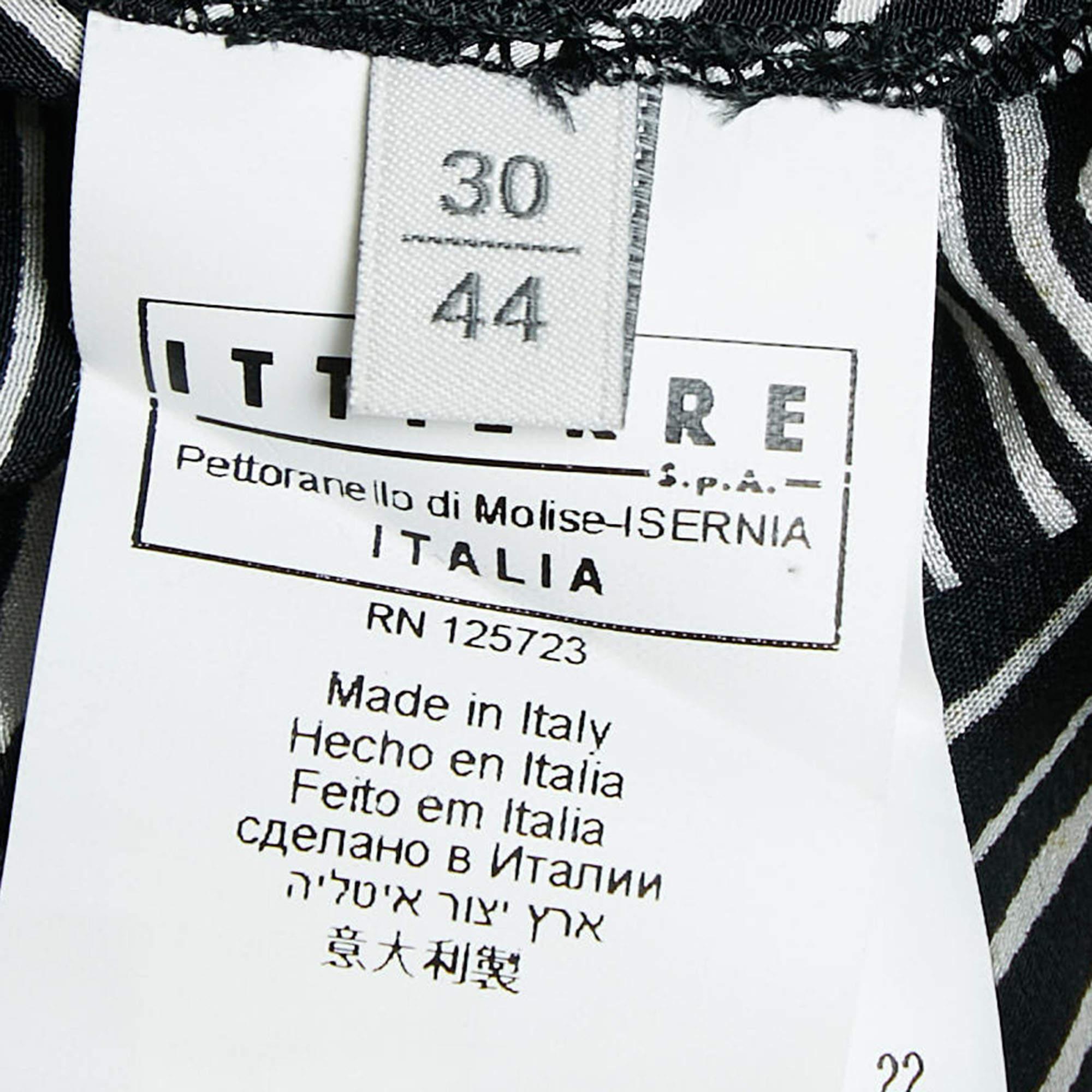 Pierre Balmain Black/White Printed Silk Waist Tie-Up Detail Mini Dress M For Sale 1