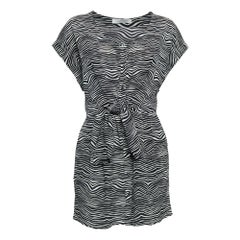 Pierre Balmain Mini vestido con detalle de lazo en la cintura de seda estampado blanco/negro M
