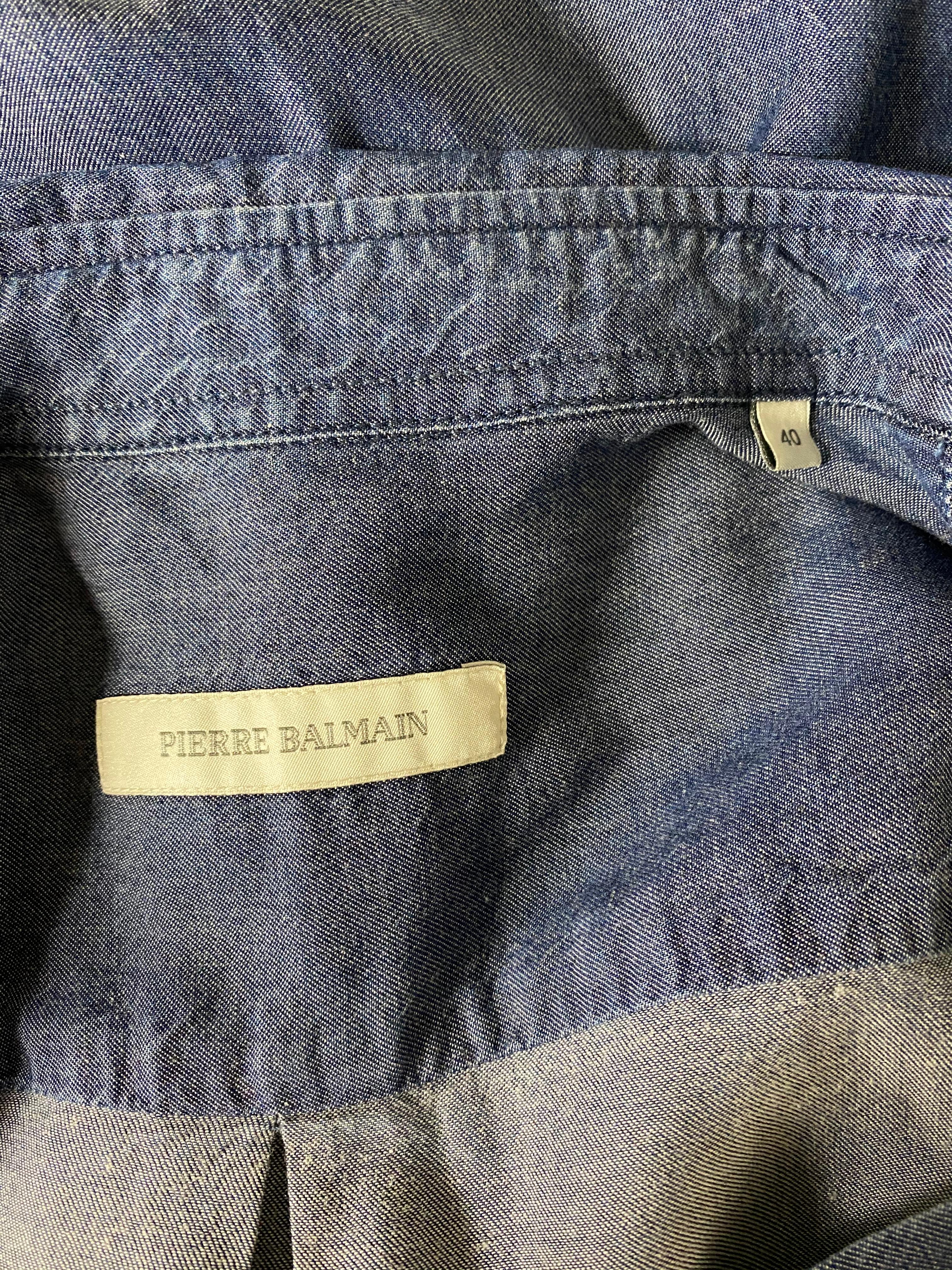 Pierre Balmain - Chemise en jean bleu, taille 40 en vente 6