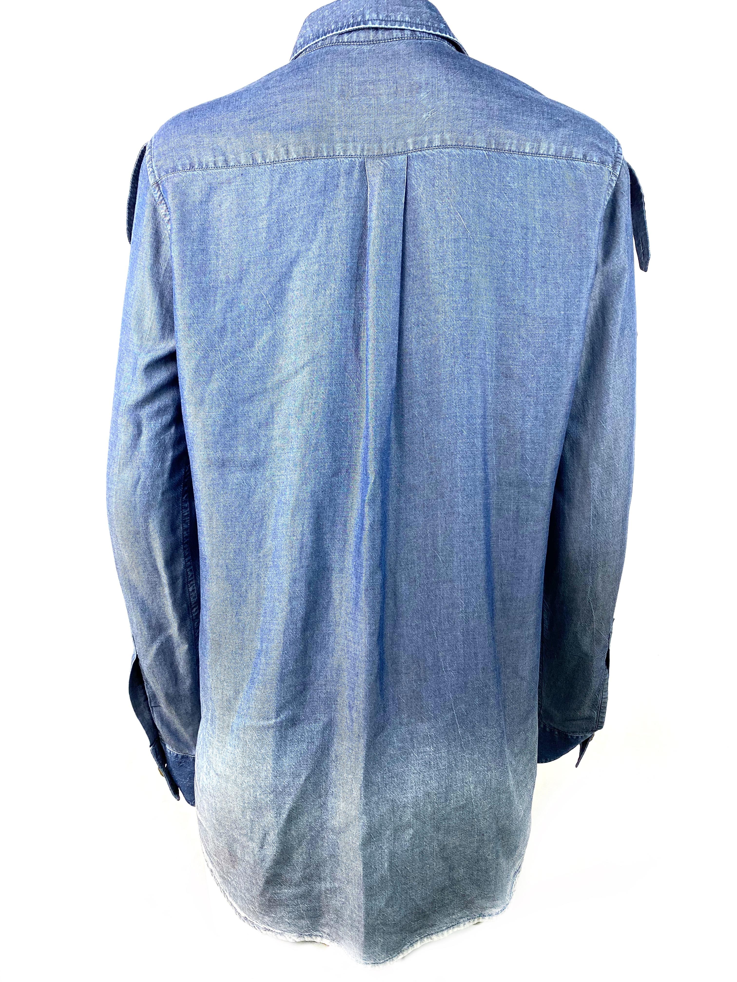 Gris Pierre Balmain - Chemise en jean bleu, taille 40 en vente