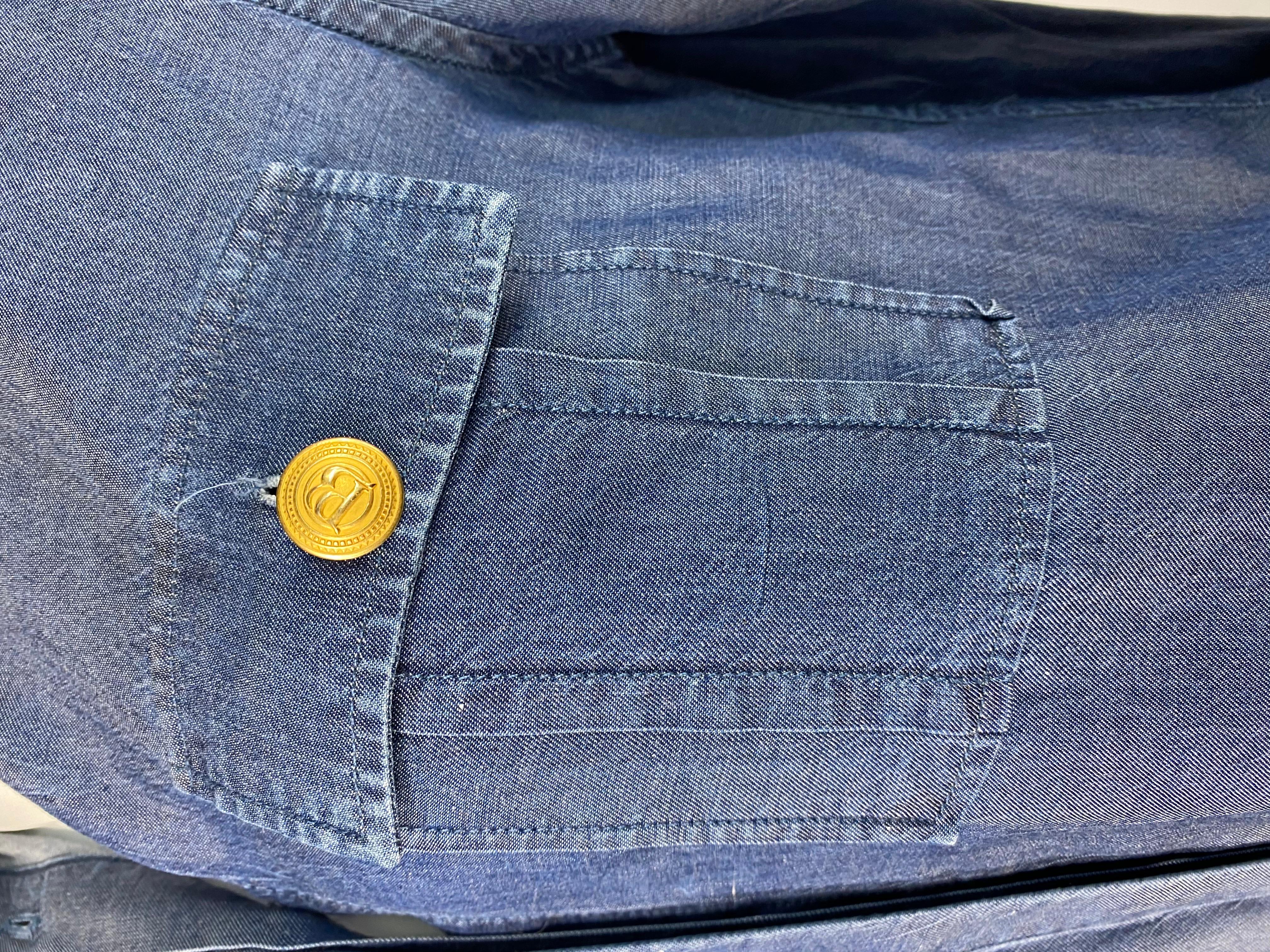 Pierre Balmain Blue Denim Shirt Size 40 In Excellent Condition For Sale In Beverly Hills, CA
