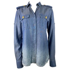 Pierre Balmain Blue Denim Shirt Size 40