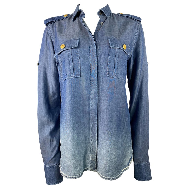 Pierre Balmain Blue Shirt Size 40 For Sale at | pierre balmain denim shirt, balmain denim top, balmain jeans shirt