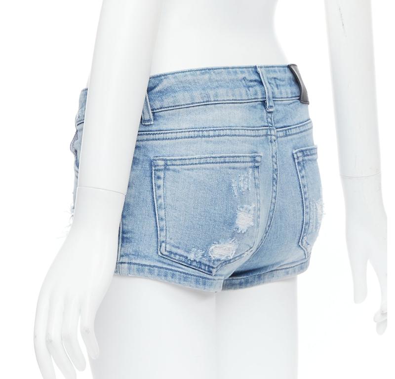 PIERRE BALMAIN blue distressed washed B logo charm hot shorts 24