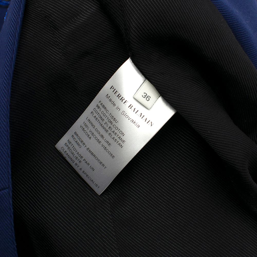 Pierre Balmain Blue Military Jacket XS For Sale at 1stDibs