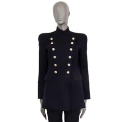 PIERRE BALMAIN blue wool DOUBLE BREASTED Coat Jacket 36 XS
