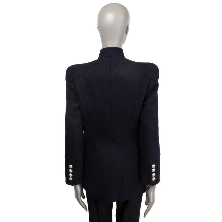 PIERRE BALMAIN blue wool DOUBLE BREASTED Coat Jacket 36 XS at 1stDibs