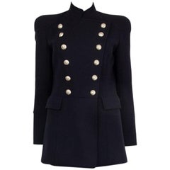 PIERRE BALMAIN laine bleue DOUBLE BREASTED Manteau Veste 36 XS
