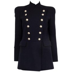 PIERRE BALMAIN blue wool DOUBLE BREASTED Coat Jacket 36 XS