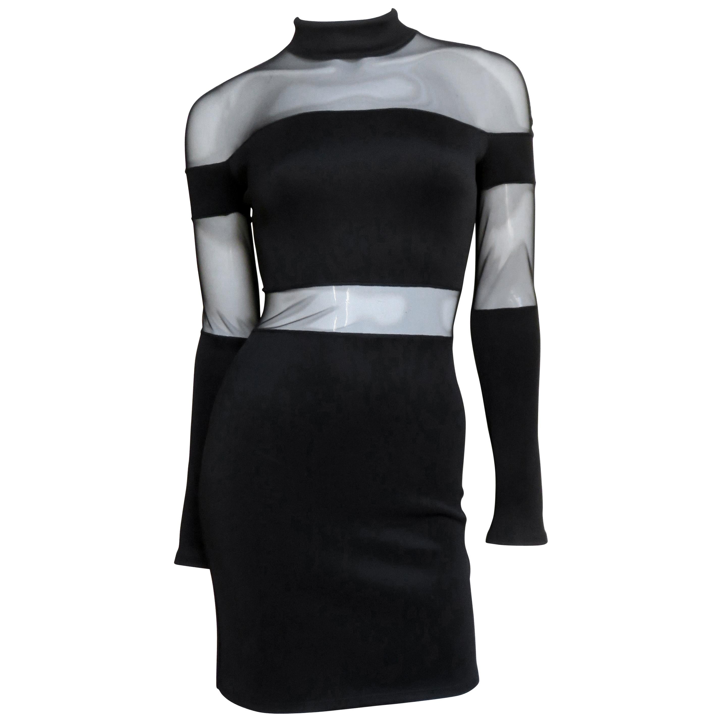 Pierre Balmain Bodycon Dress with Sheer Shoulders and Waist For Sale