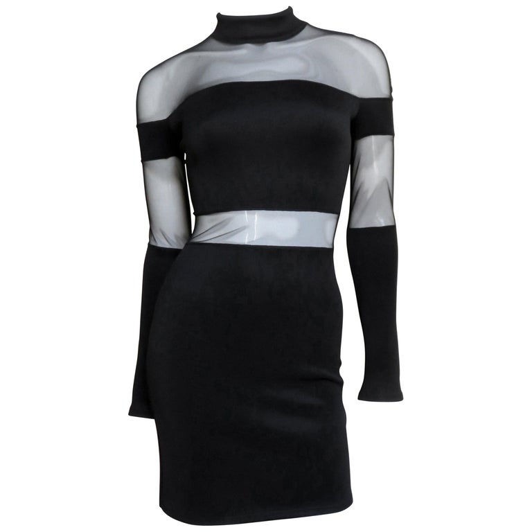 Pierre Balmain Bodycon Dress with Sheer Shoulders and Waist For Sale at ...