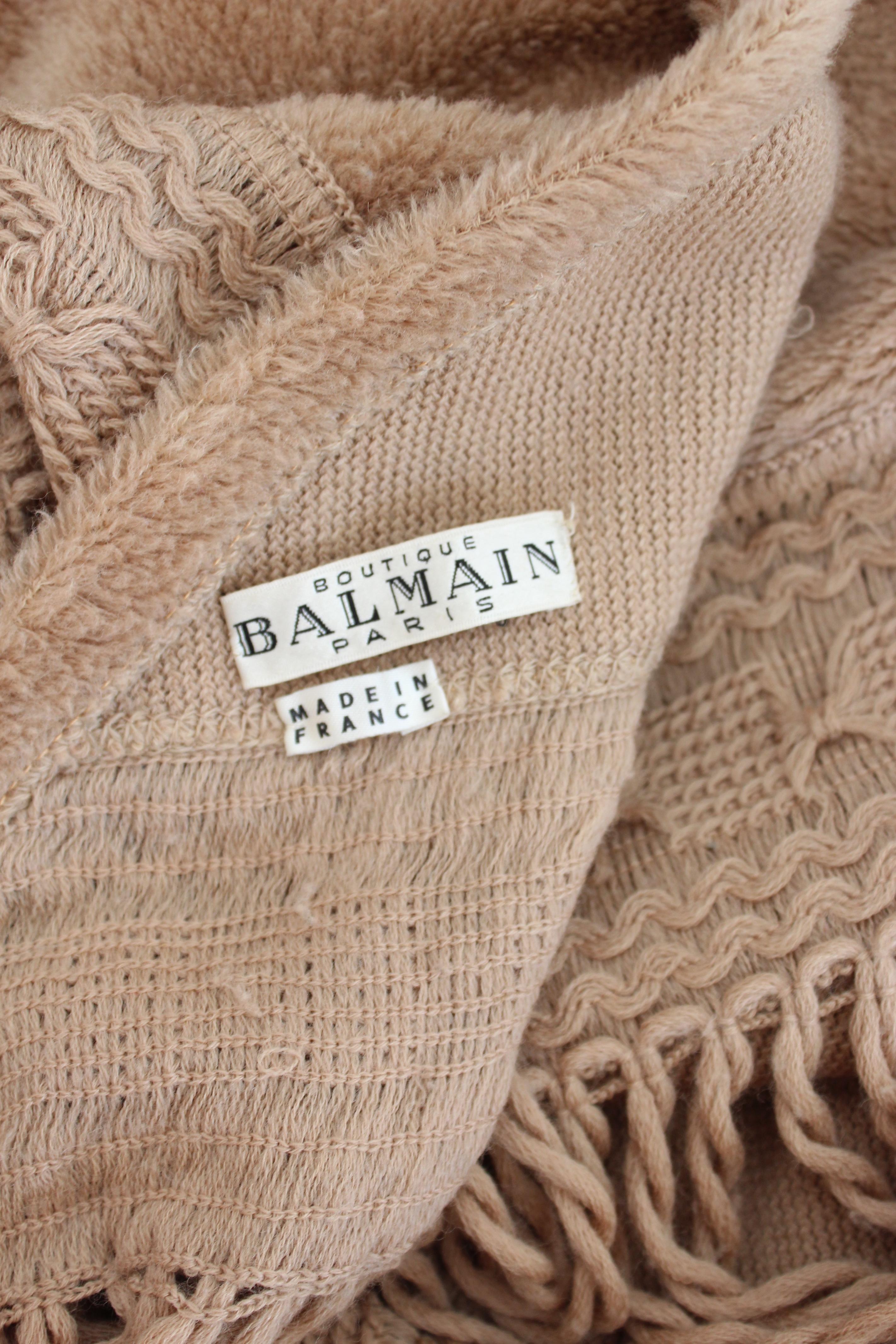Women's Pierre Balmain Boutique Beige Wool Fringes Cape