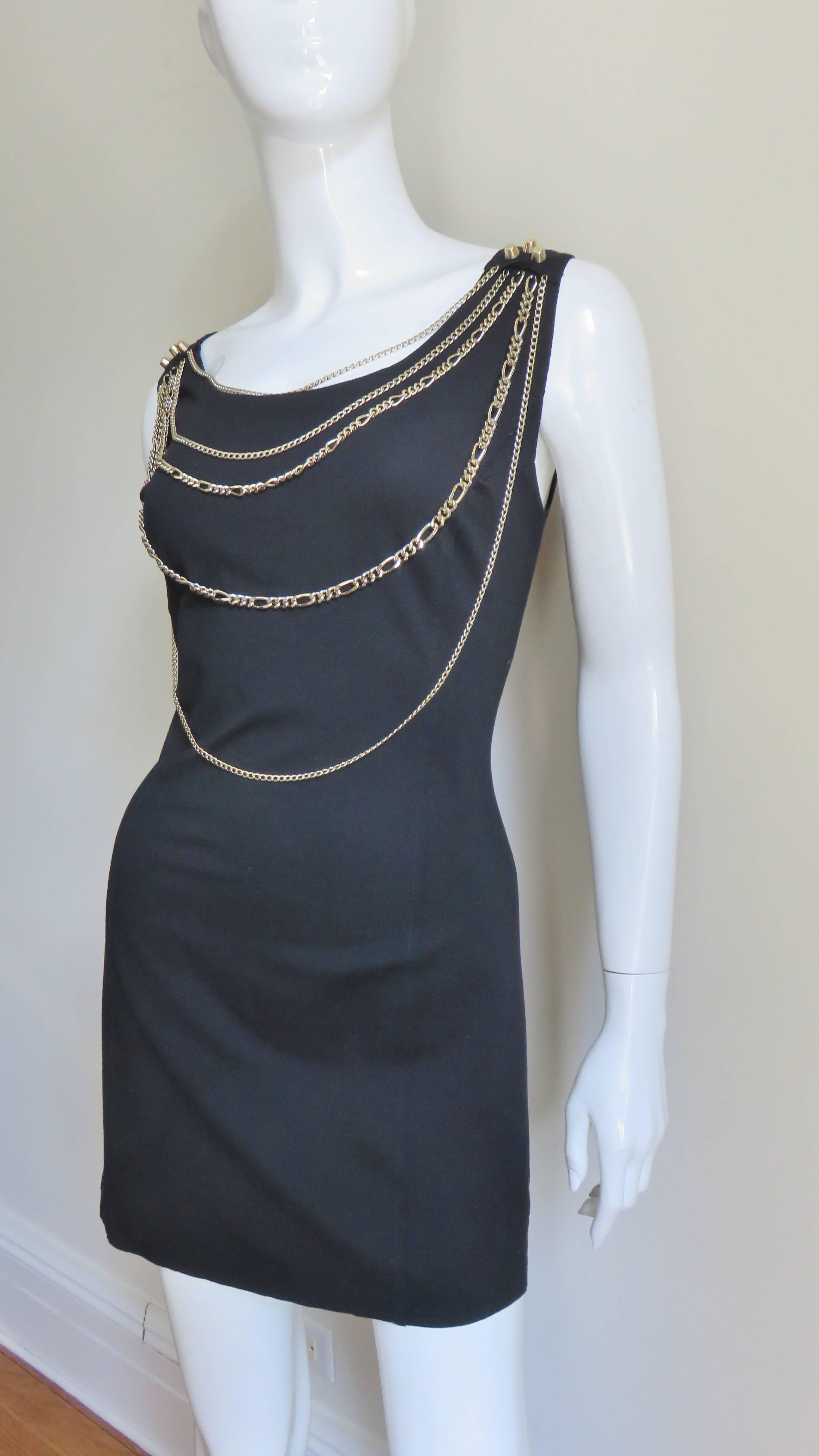 Black Pierre Balmain Dress with Chains  For Sale