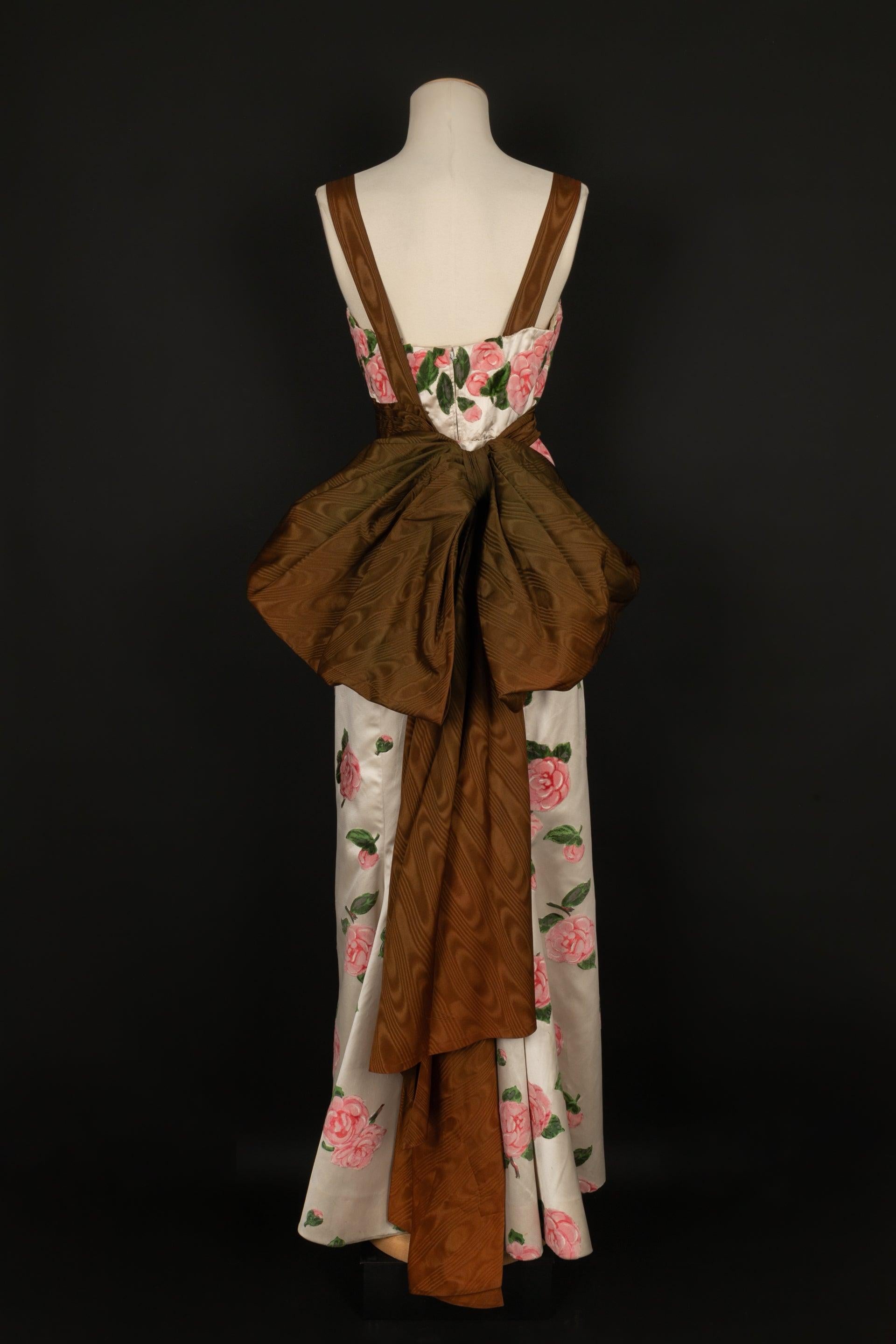 Brown Pierre Balmain Chiseled Velvet and Silk Evening Dress Haute Couture