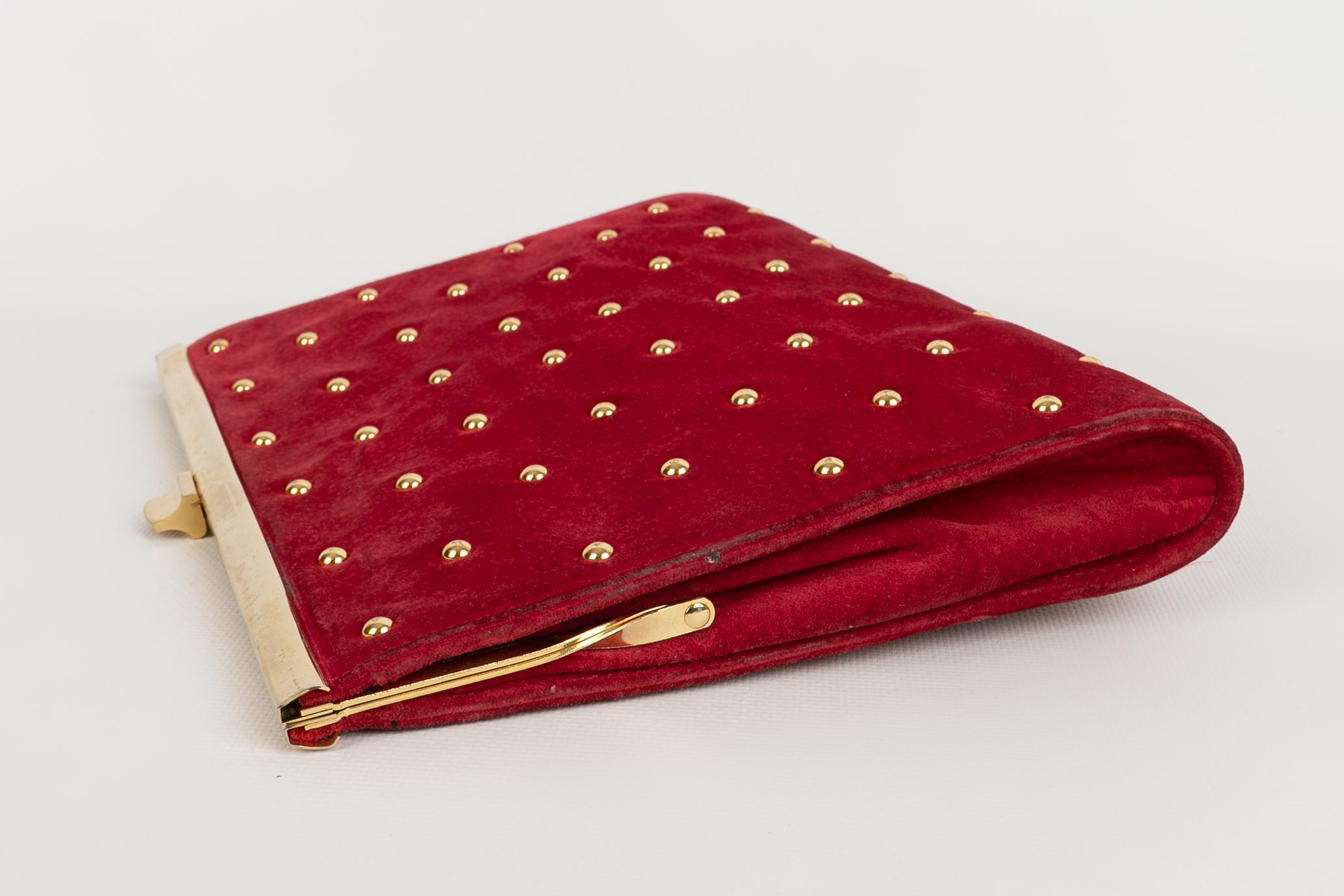 Red Pierre Balmain clutch bag For Sale