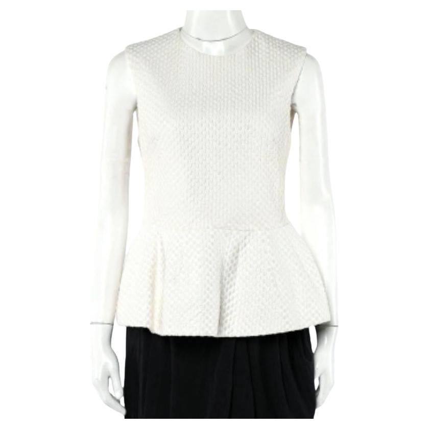 Pierre Balmain - Top péplum en coton brodé crème M