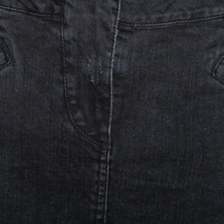 Women's Pierre Balmain Dark Grey Washed Denim Mini Skirt M For Sale