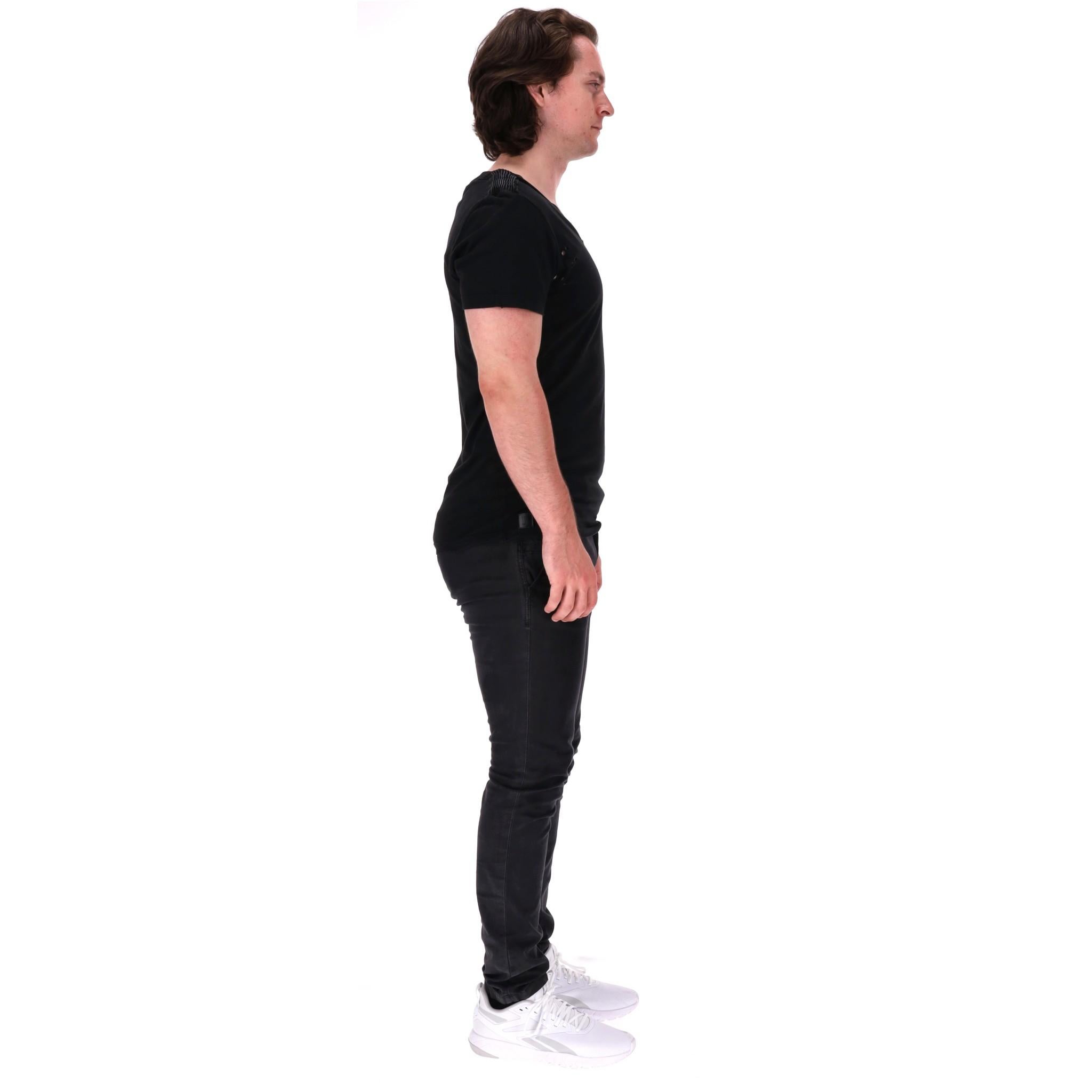 Black Pierre Balmain Distressed Cotton T-Shirt For Sale