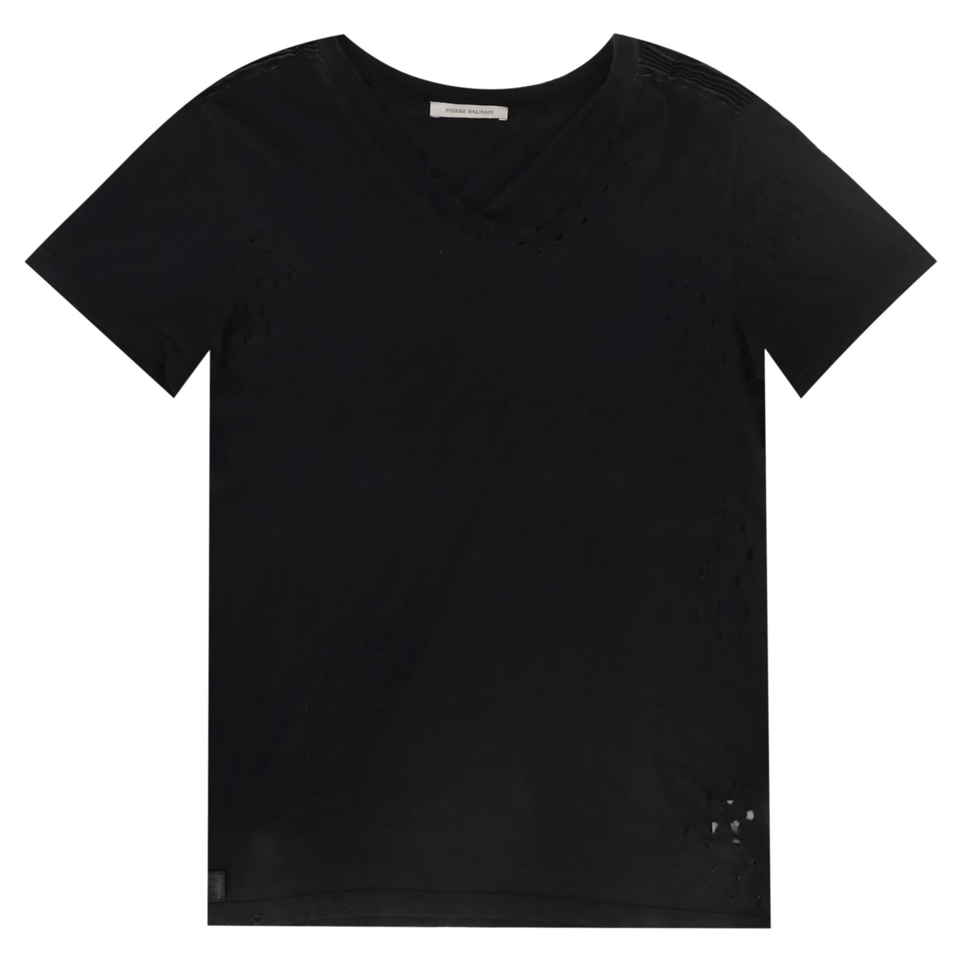 Pierre Balmain Distressed Cotton T Shirt For Sale at 1stDibs