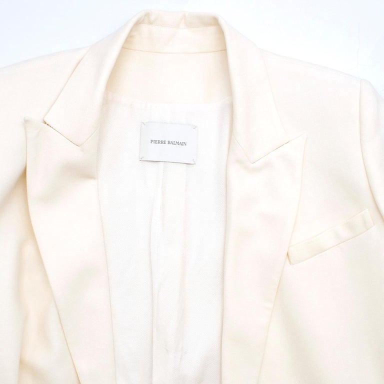 Pierre Balmain Double-Breasted Ponte Blazer in Natural 36 FR at 1stDibs