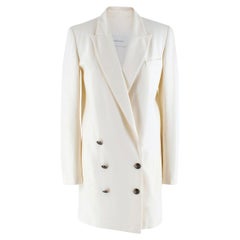 Used Pierre Balmain Double-Breasted Ponte Blazer in Natural 36 FR