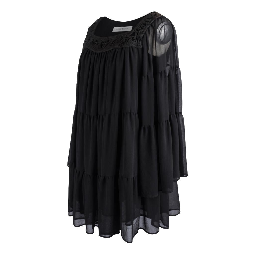 Women's Pierre Balmain Dress Black Tiered Flounces 40 / 6 Mint