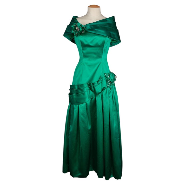 green emerald velvet dress Balmain // Green & Gold Velour Paisley Dress  VSP Consignment