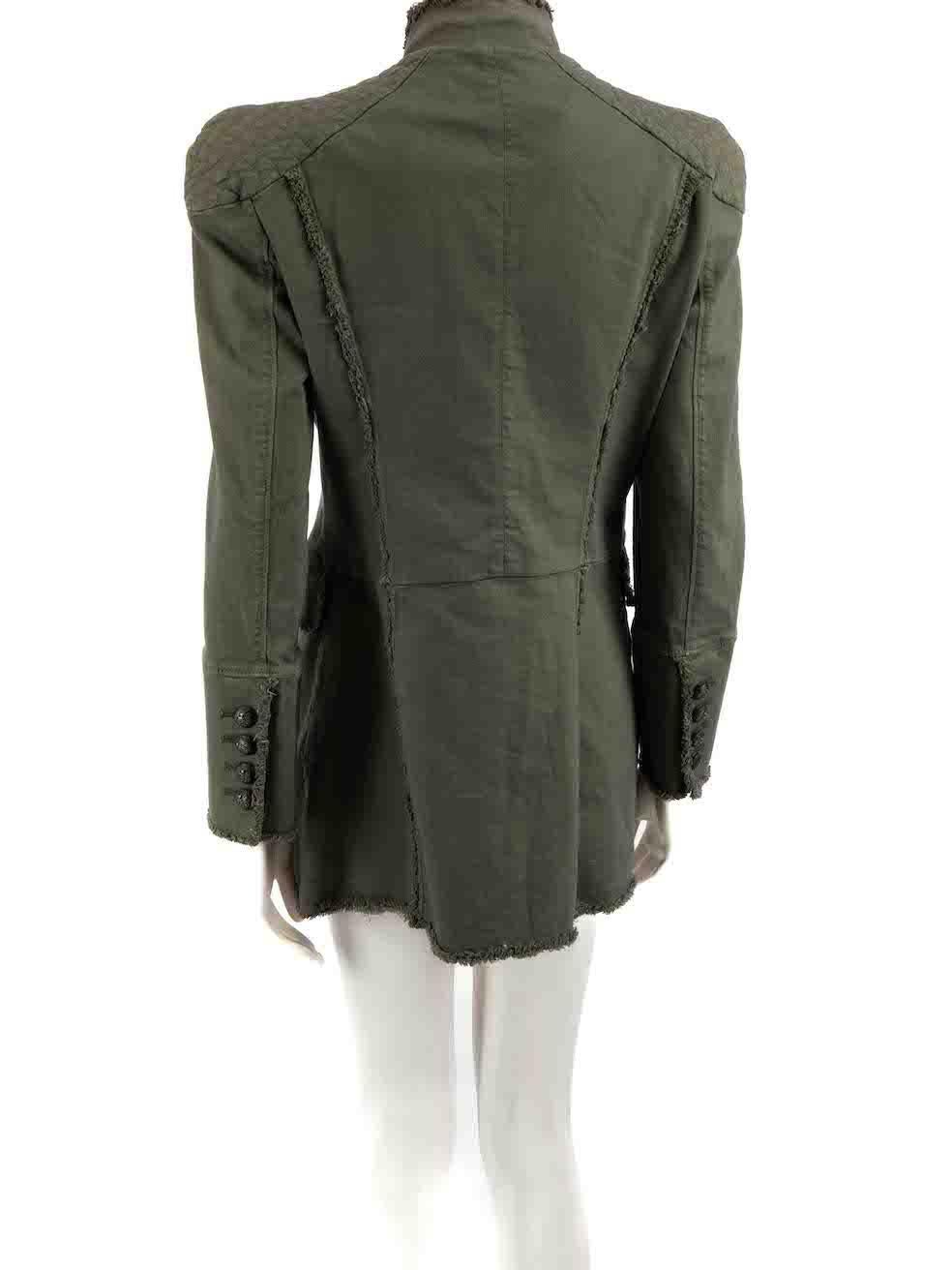 Pierre Balmain Green Double Breasted Military Jacket Size L In Good Condition For Sale In London, GB
