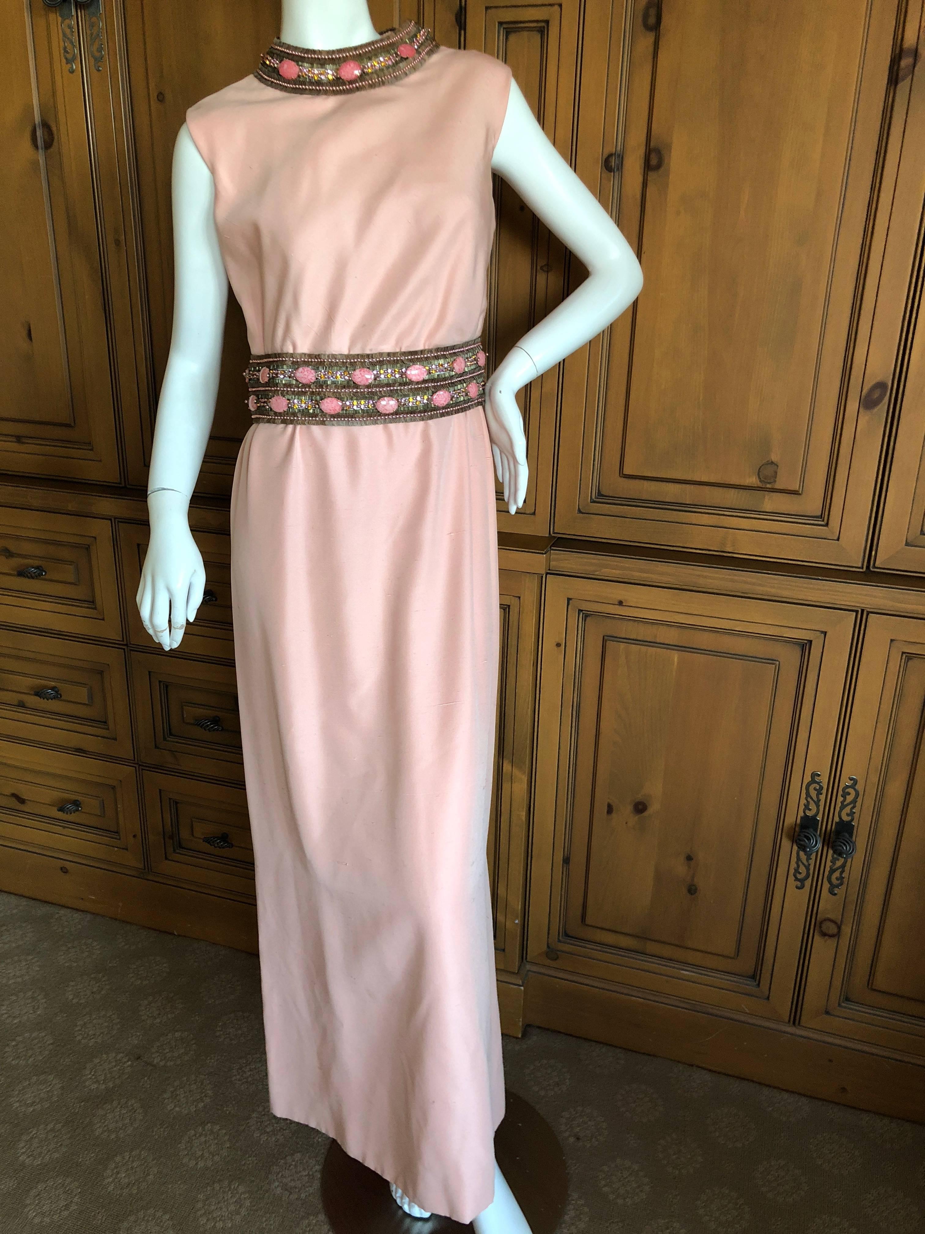 Pierre Balmain Haute Couture 1962 Lesage Bead Embellished Evening Dress & Coat For Sale 8