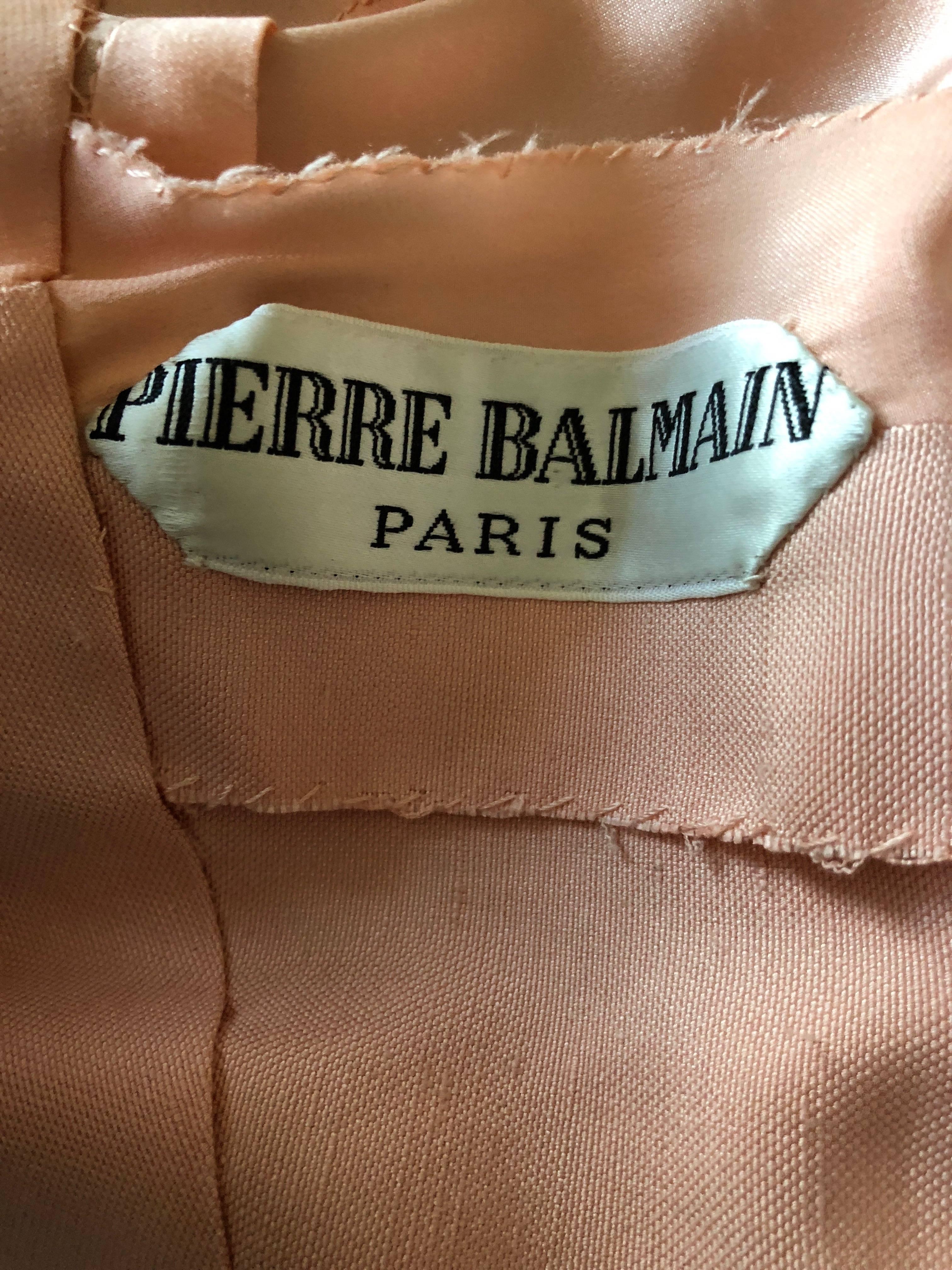 Pierre Balmain Haute Couture 1962 Lesage Bead Embellished Evening Dress & Coat For Sale 11