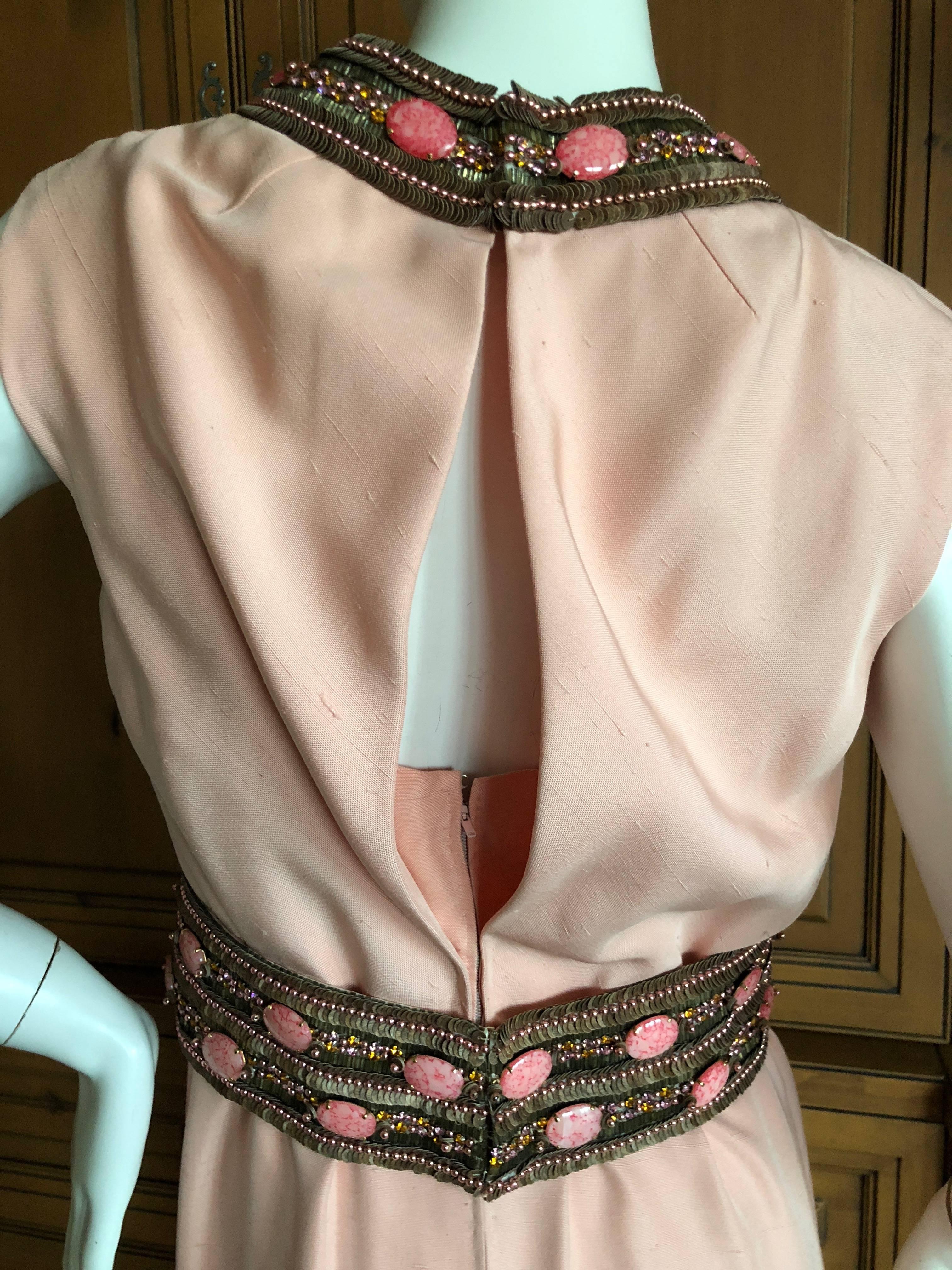 Pierre Balmain Haute Couture 1962 Lesage Bead Embellished Evening Dress & Coat For Sale 2