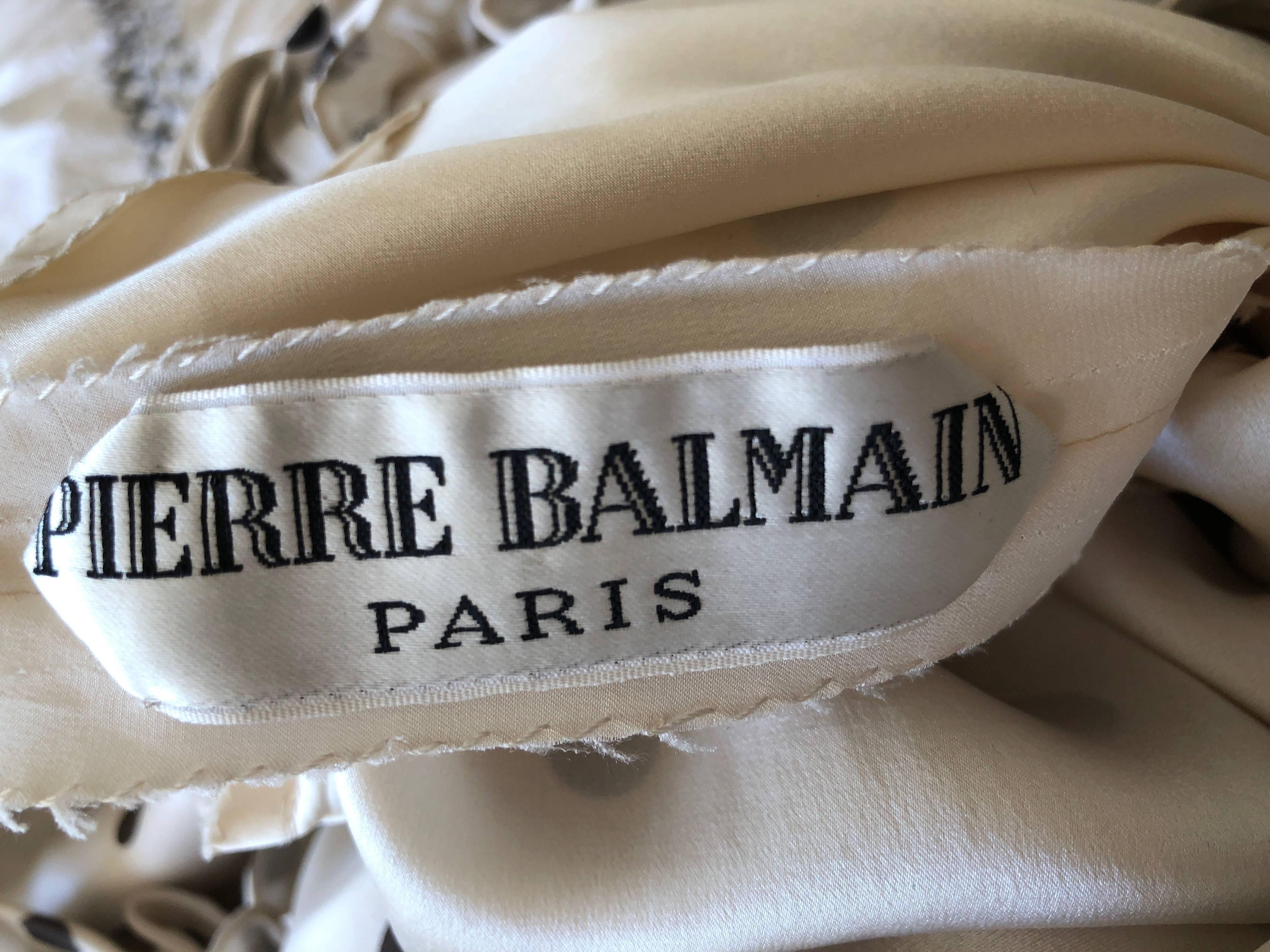 Pierre Balmain Haute Couture 1968 Polka Dot Ruffled Silk Dress For Sale 2