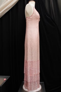 Pierre Balmain Haute Couture beautiful pink evening gown with fringes